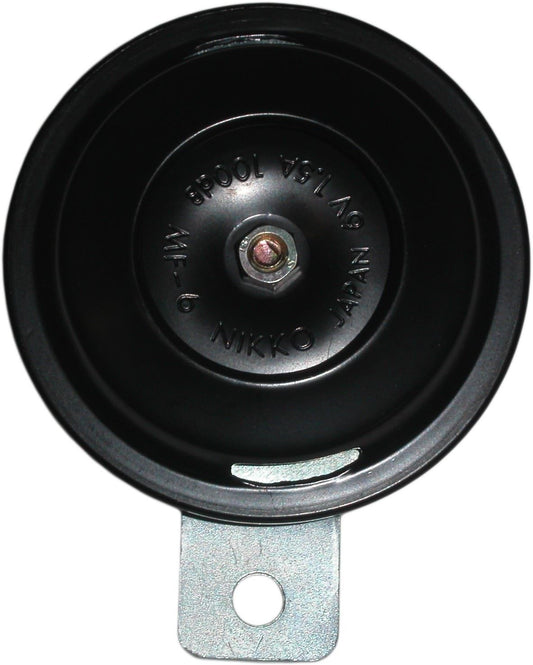 Horn 6 Volt Black O.D. 85mm