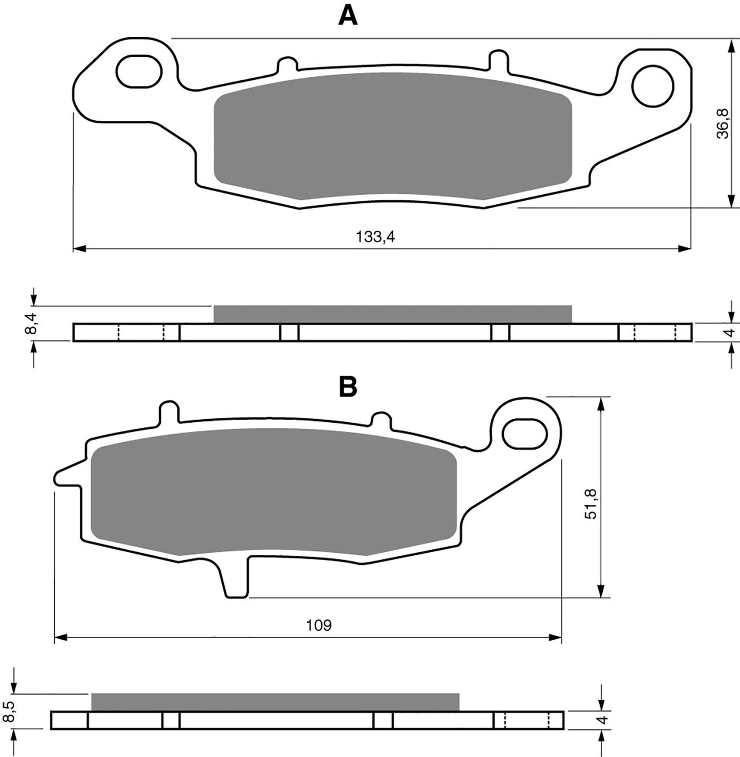 Goldfren Brake Pads AD124, VD435, FA231, FA259, FDB2049, SBS704