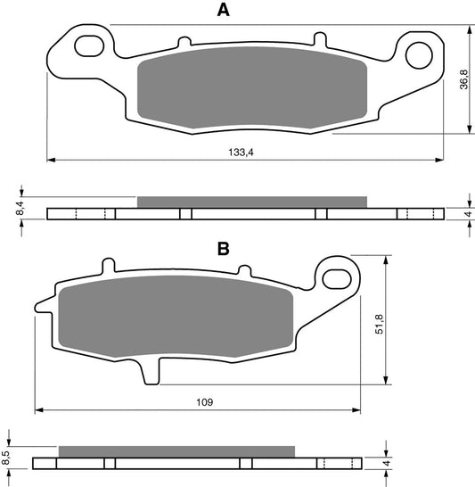 Goldfren Brake Pads S33-124, VD435, FA231, FA259, FDB2049, SBS704