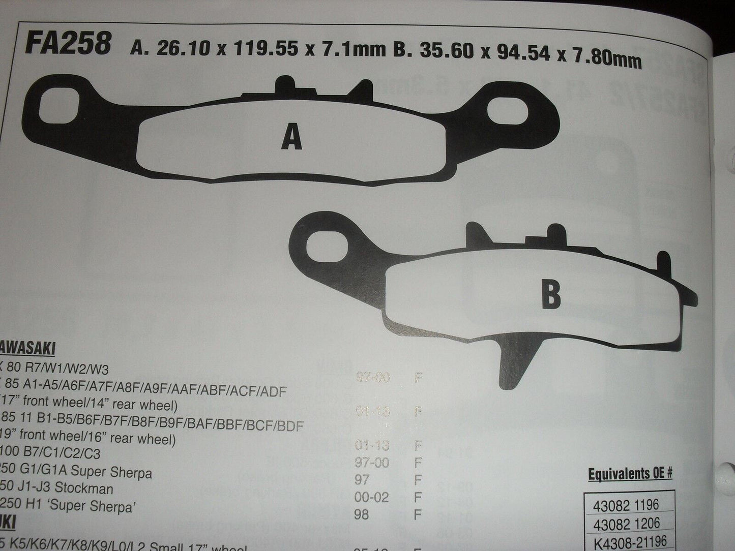 EBC FA 258 Motorcycle Brake Pads Limited Stock!!