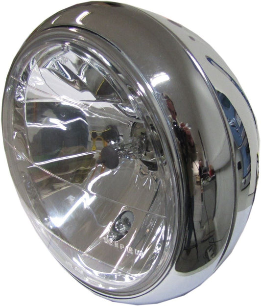 Headlight Round Chrome Bottom Mount Bowl Back 8"Clear Lens (Each)