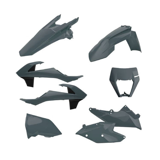 POLISPORT PLASTIC KIT + FORK GUARDS/MASK KTM EXC/EXC-F 2017-2019, NARDO GREY