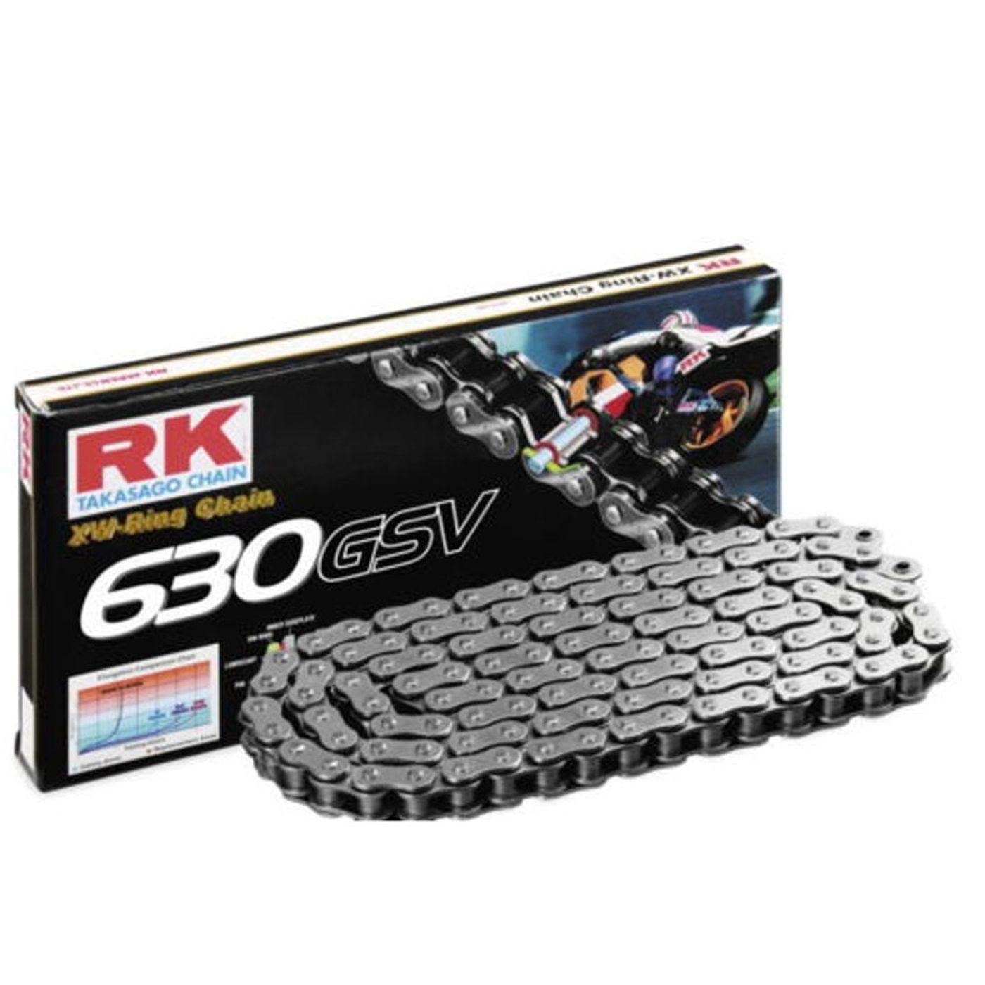 RK Chain Heavy Duty Classic Motorcycle XW-Ring Silver GSV 630-120L (48.0KN)