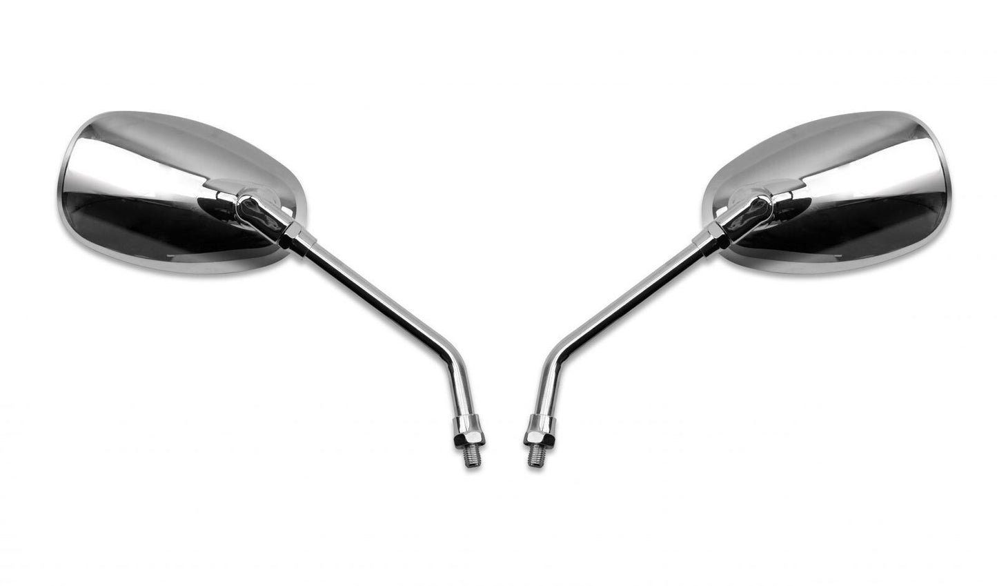 Mirror 10mm Chrome Teardrop Long Yamaha Left Hand Thread (E-Marked)