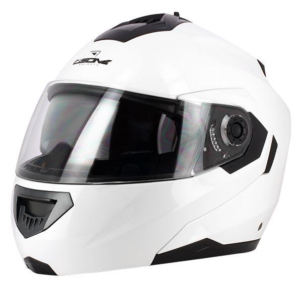OSONE ROAD HELMET XL 62 GLOSS WHITE, FLIP UP DOUBLE VISOR