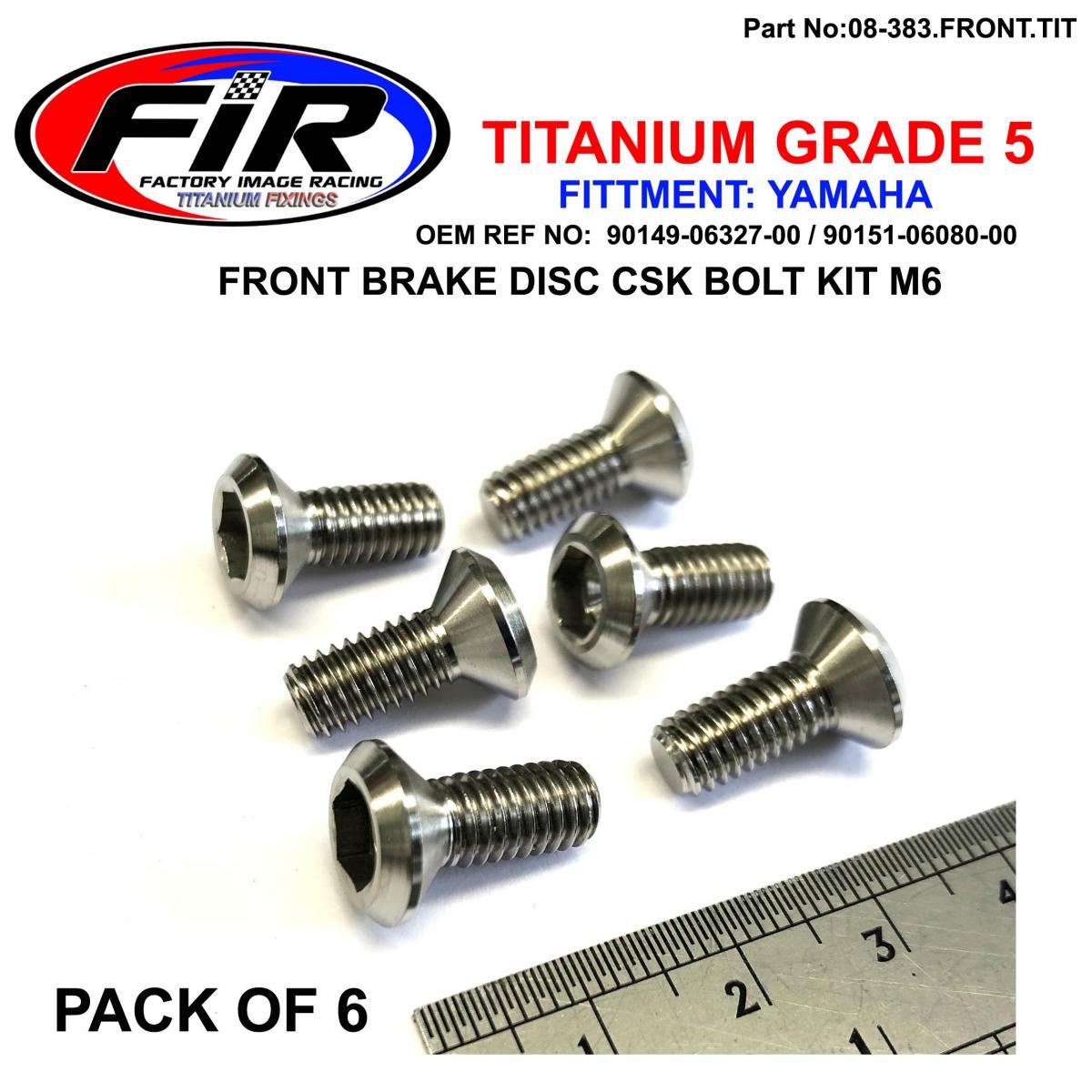 BOLT DISC YAMAHA FRONT KIT/6, TITANIUM /  / CSK M6, YZ/YFZ 85/125/250/450