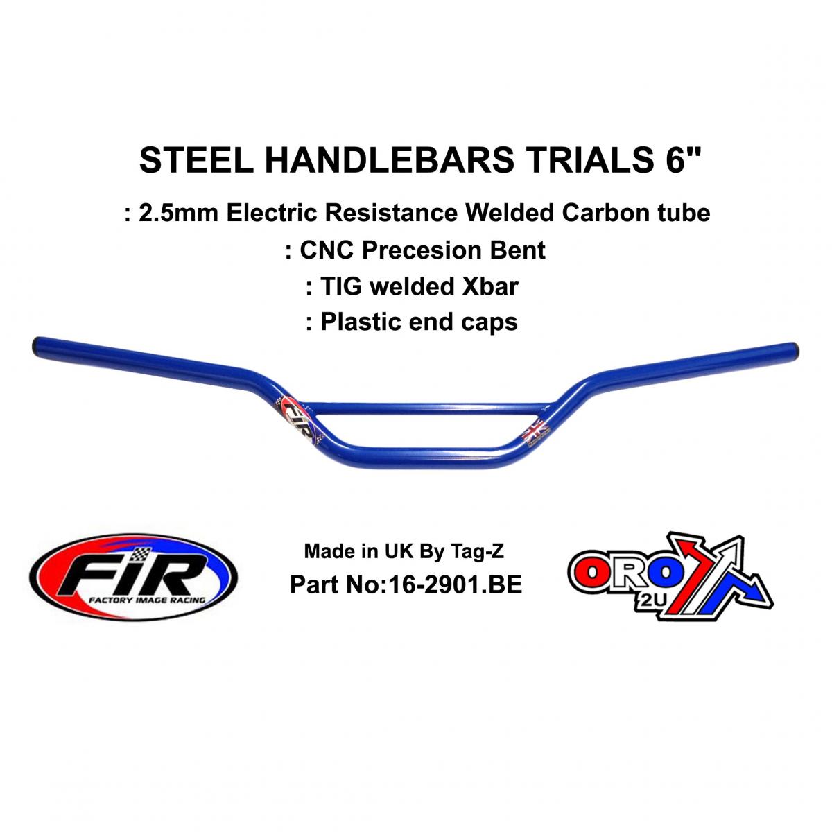 STEEL HANDLEBARS TRIALS 6",  / BLUE 22mm 7/8, REF 48-768 / 768-02