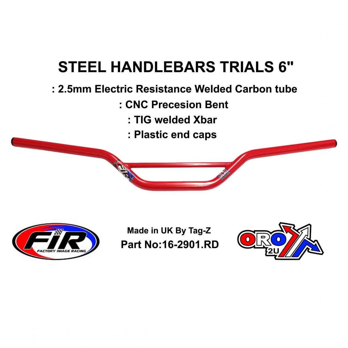 STEEL HANDLEBARS TRIALS 6",  / RED 22mm 7/8, REF 48-768 / 768-02