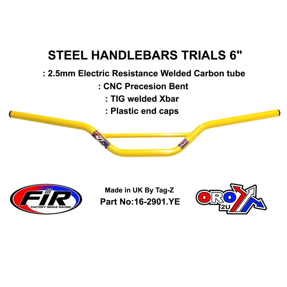 STEEL HANDLEBARS TRIALS 6",  / YELLOW 22mm 7/8, REF 48-768 / 768-02