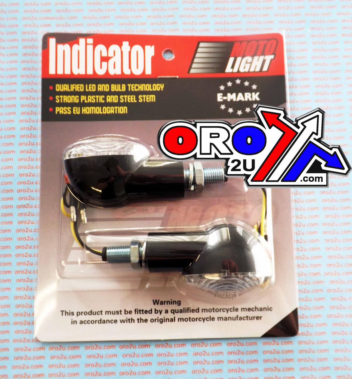 UNIVERSAL LED INDICATORS, CLEAR LENS, E MARKED,  SET/2, 20mm STEM