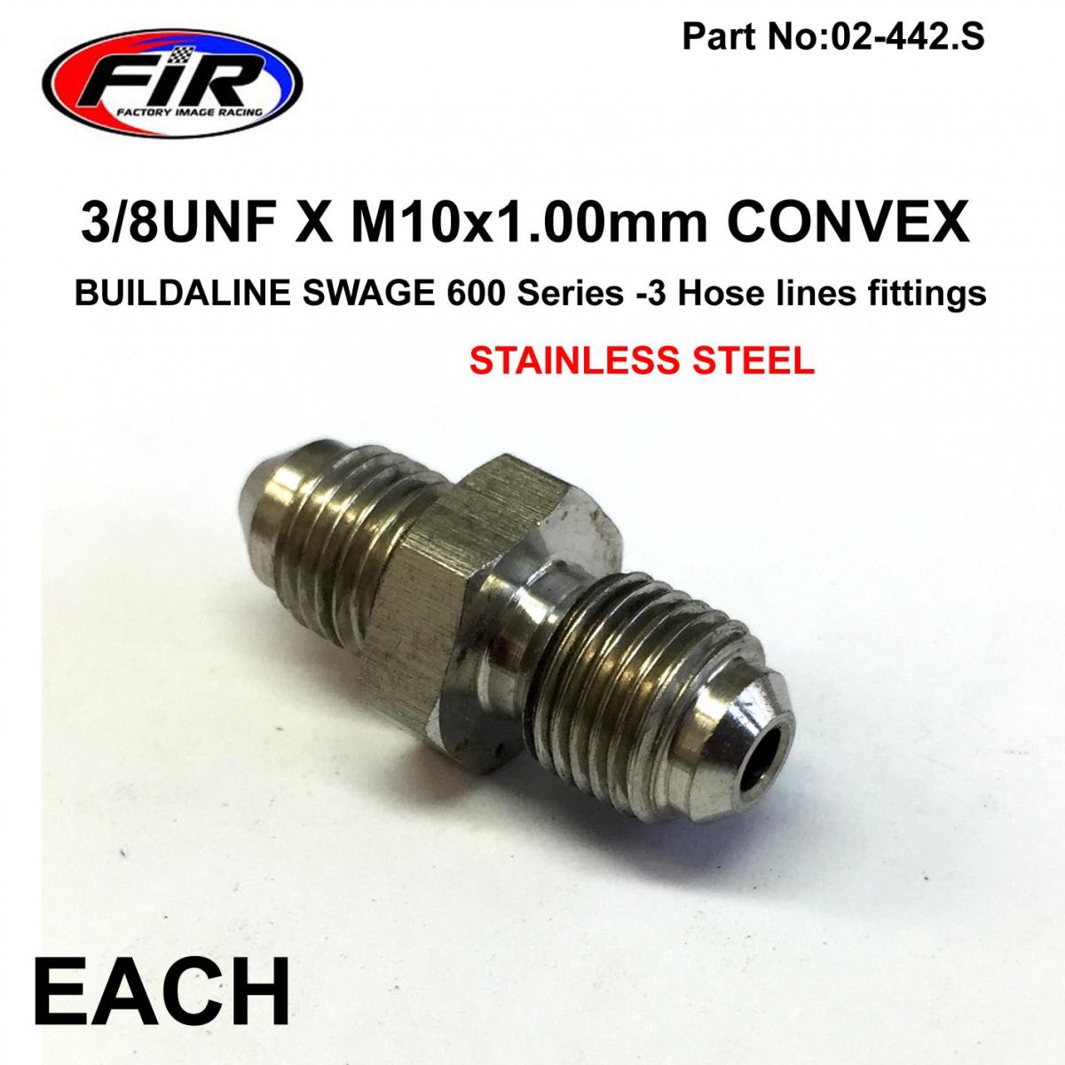 3/8UNF X M10x1.00mm CONVEX FR, 305-03-31 SWAGE 600 Series -3,  / STAINLESS STEEL