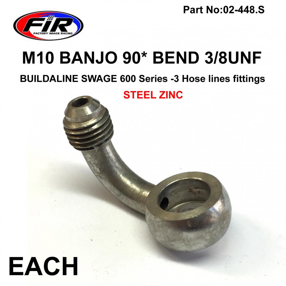 M10 BANJO 90* BEND 3/8UNF FR, B599-03C SWAGE 600 Series -3,  / STEEL ZINC