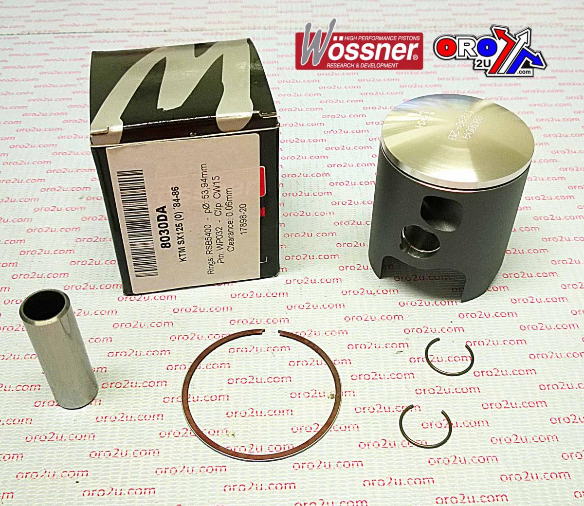 WOSSNER 53.95mm FORGED PISTON KIT B, KTM SX 125 1984-1986