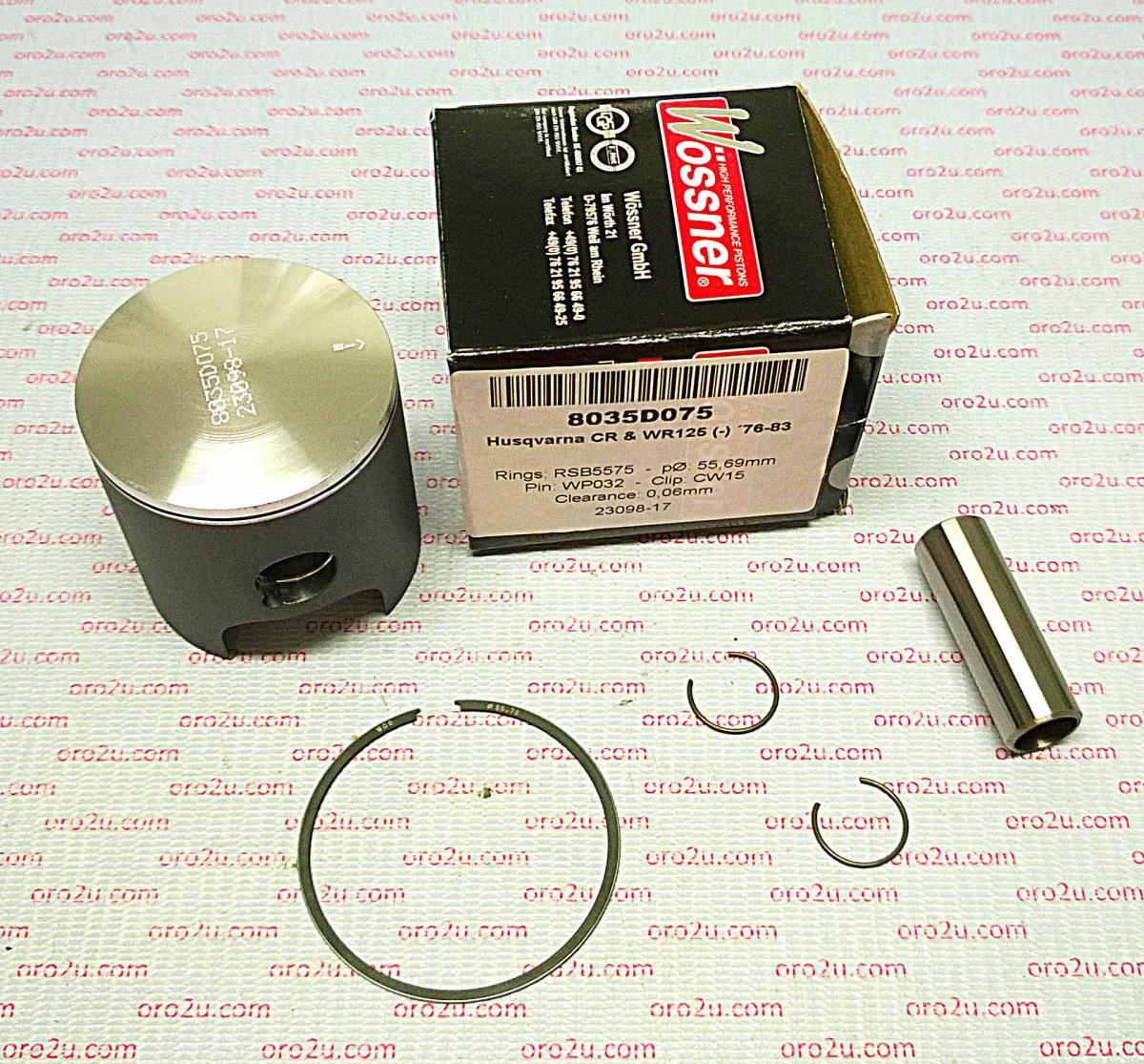 WOSSNER 55.94mm PISTON KIT HUSQVARNA CR125 76-83, WR125 76-83