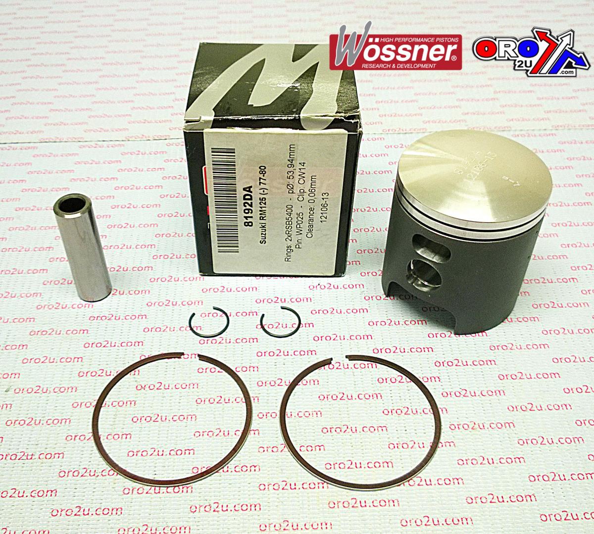 PISTON KIT 77-80 RM125 55.00 FORGED WOSSNER 8192D100