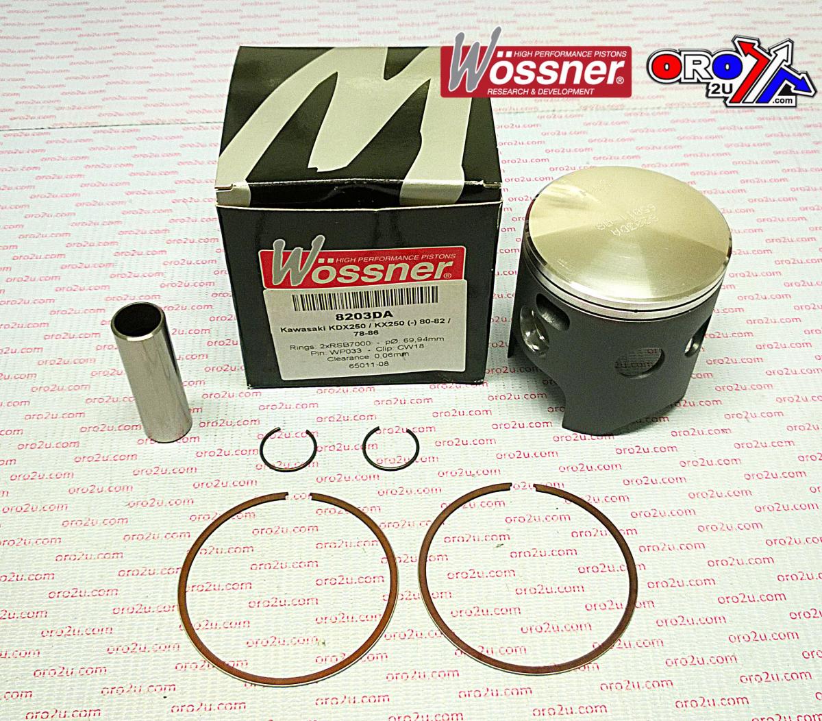 WOSSNER 70.5mm PISTON KIT A, KAWASAKI KDX250 80-84 , KX250 78-86, KXT250 84-87