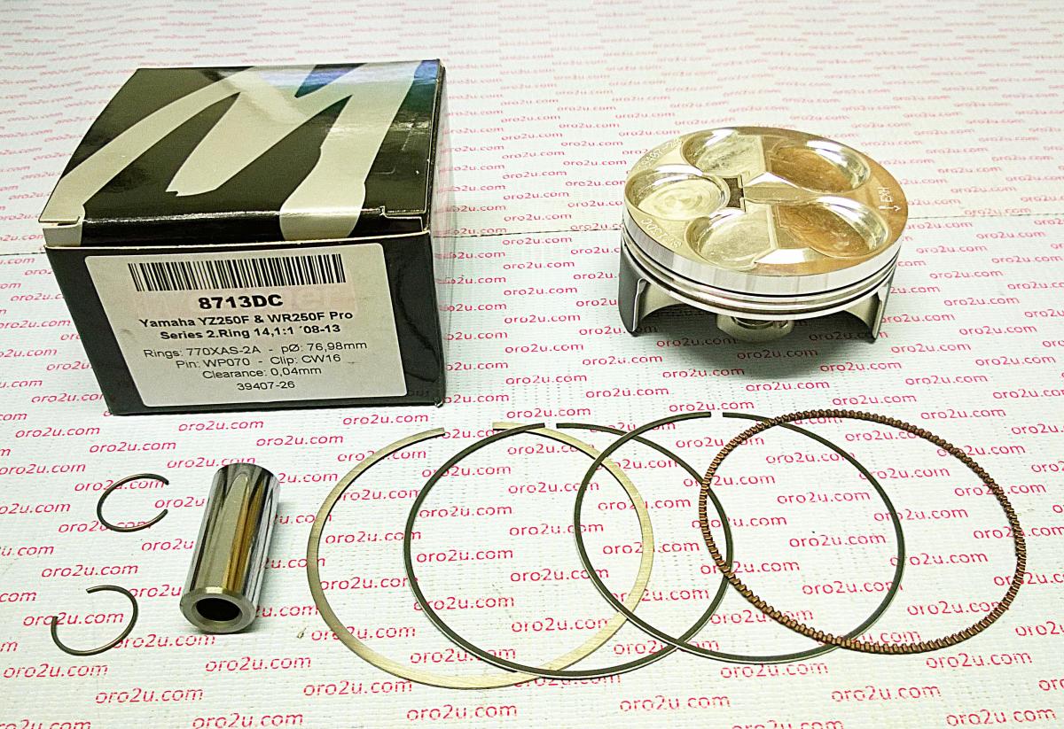 WOSSNER 77mm PISTON KIT DC, YAMAHA WR250F 2008-2014, YZ250F 2008-2013, 2-RING