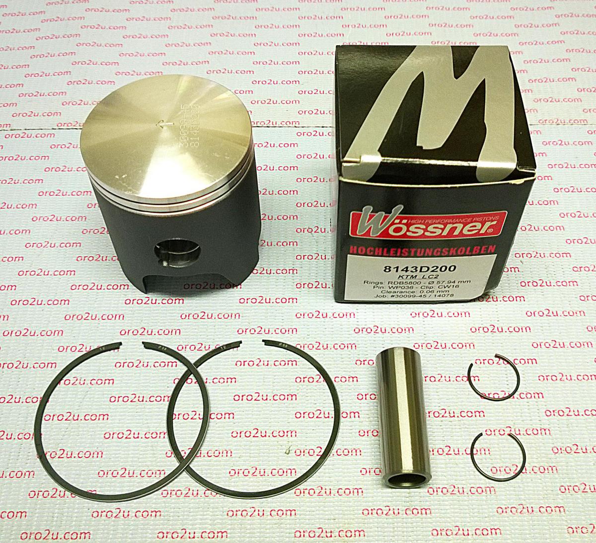 WOSSNER 60mm FORGED PISTON KIT KTM 125 LC2 1995-2000