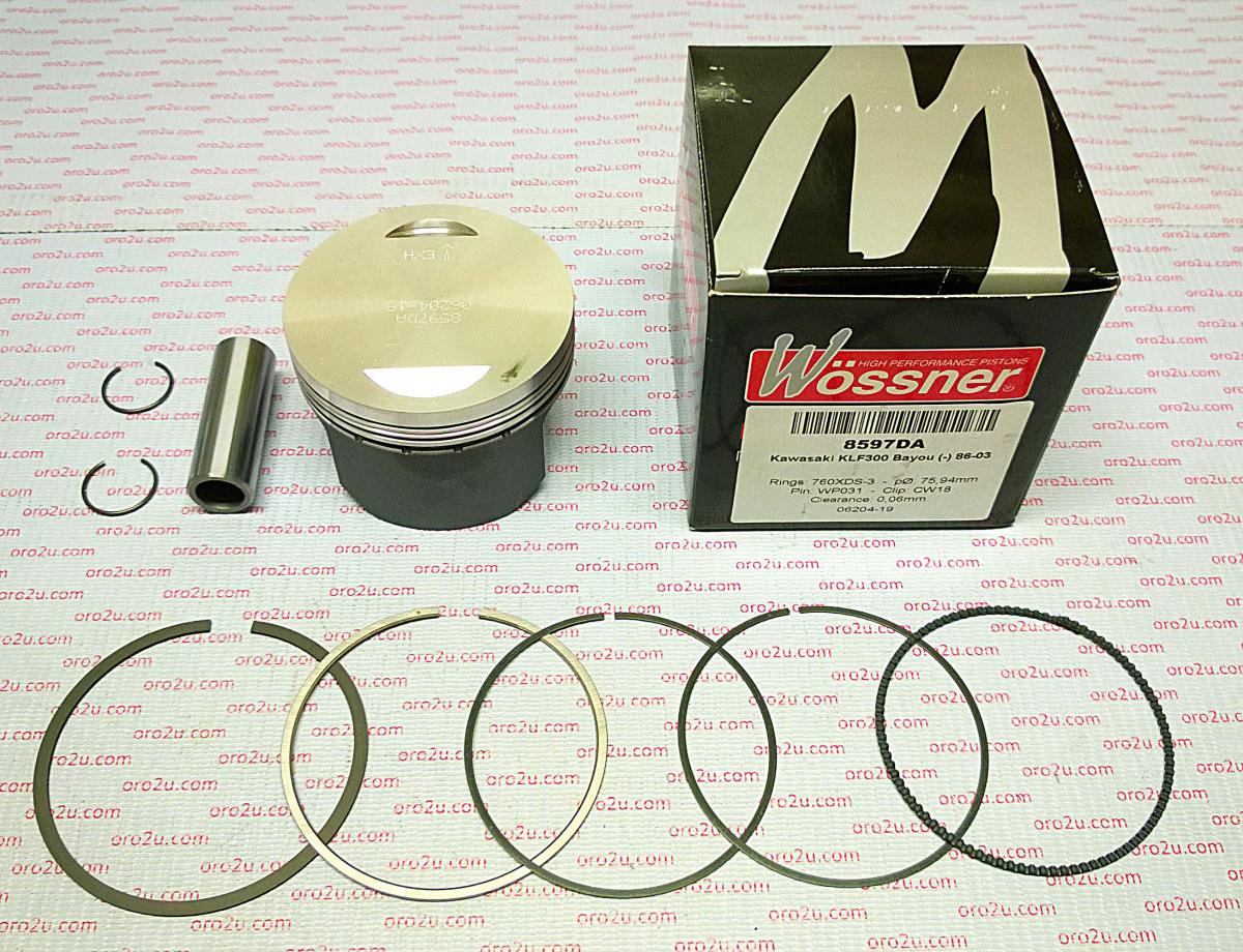 WOSSNER 76.5mm PISTON KIT KAWASAKI KLF300 86-04, KEF300 95-03, KVF300 99-03