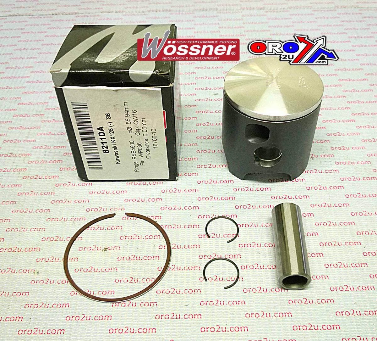 WOSSNER 56mm PISTON KIT B, KAWASAKI KX125 1986