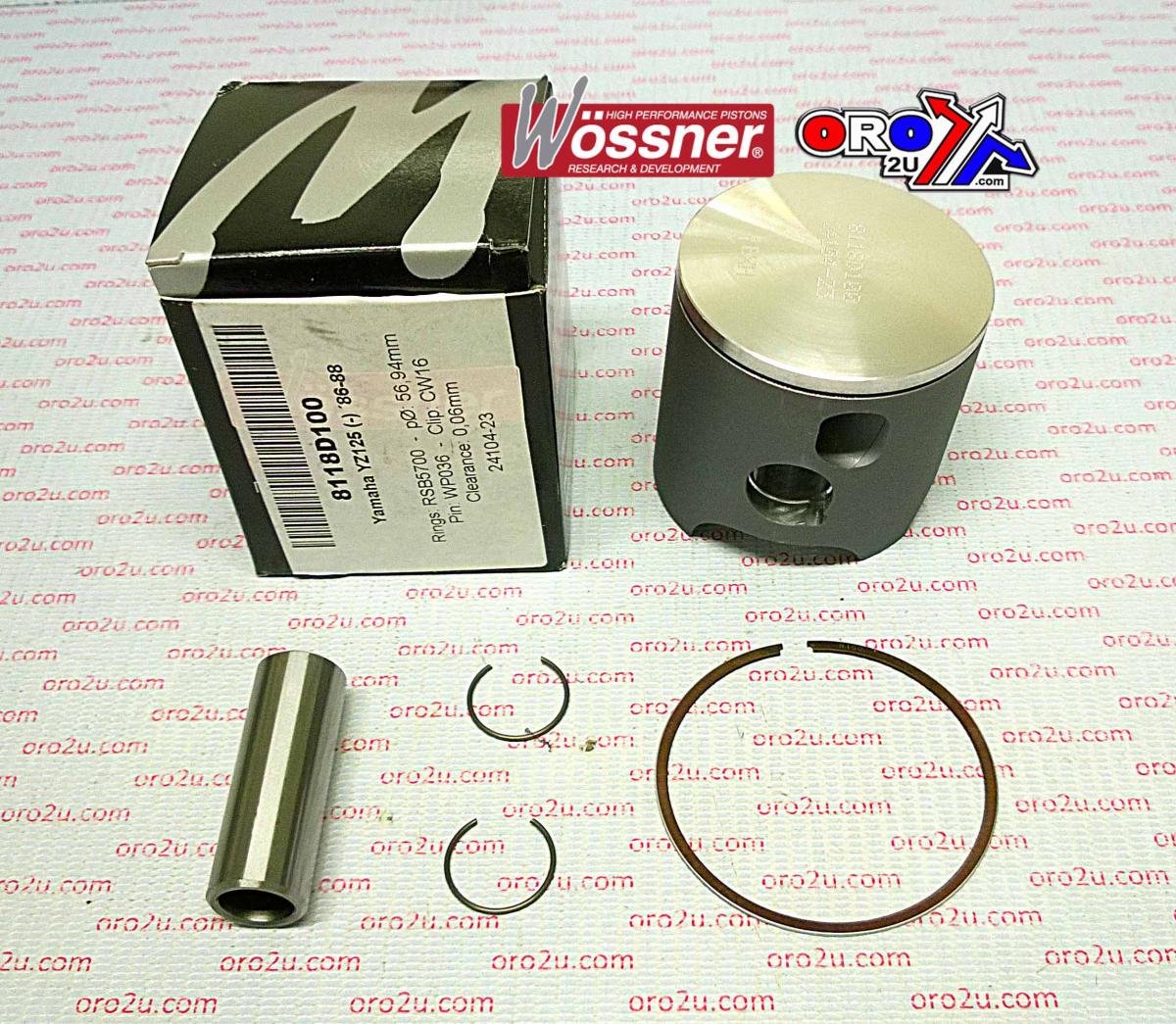PISTON KIT 86-88 YZ125 57.00 WOSSNER 8118D100 YAMAHA MX
