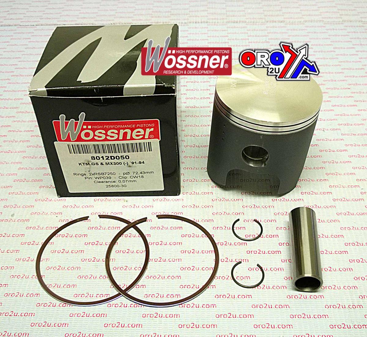 WOSSNER 72mm FORGED PISTON KIT B, KTM 300 2T 1991-1994