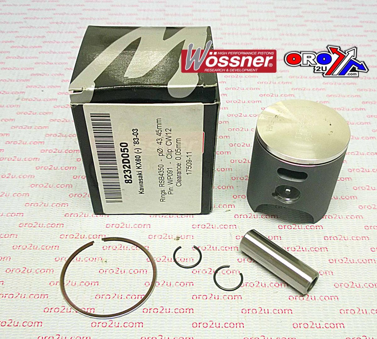 PISTON KIT 83-03 KX60 43.00 WOSSNER 8232DA KAWASAKI MX