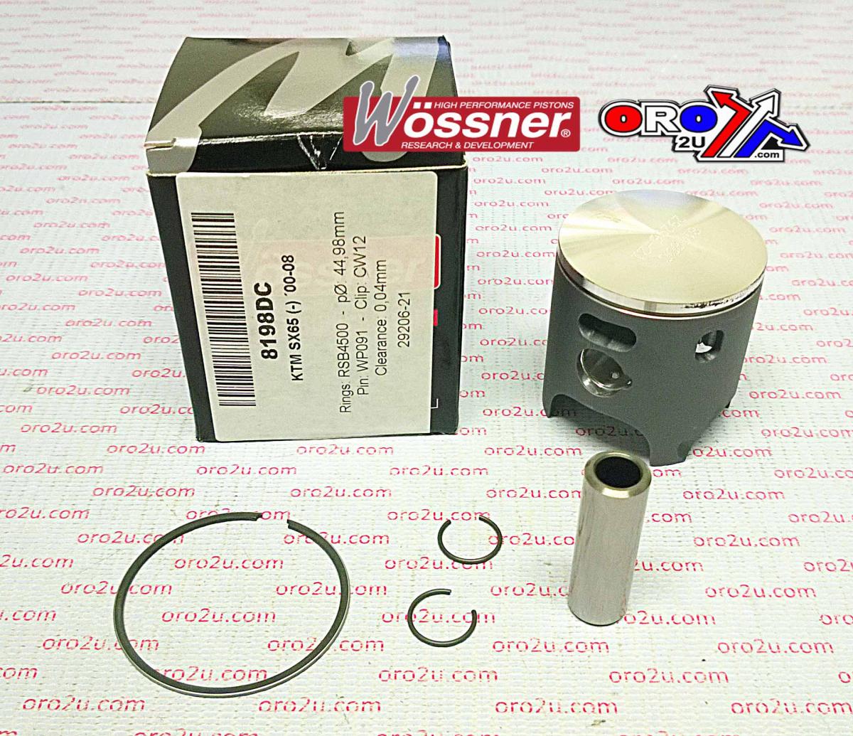 WOSSNER 45mm PISTON KIT B, KTM SX65 2000-2008