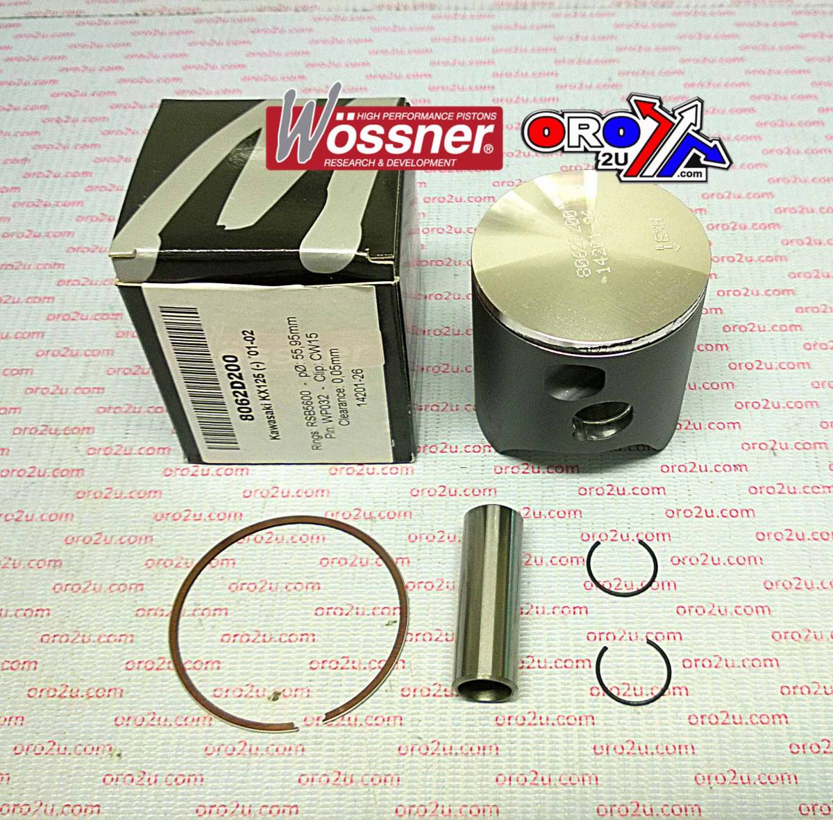 WOSSNER 54mm PISTON KIT B, KAWASAKI KX125 2001-2002