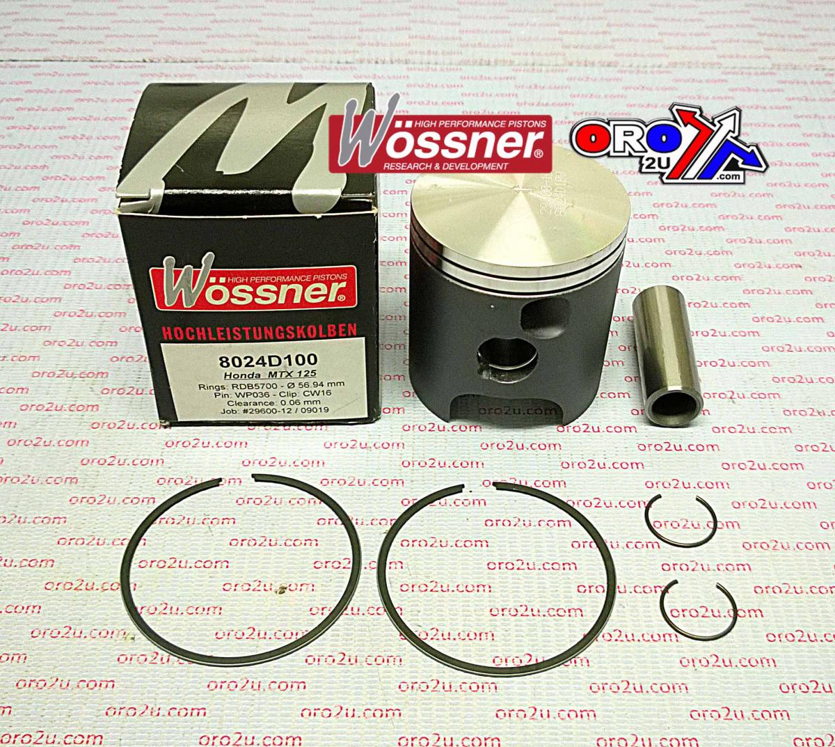 WOSSNER 56.5mm PISTON KIT HONDA MTX125 1983-1987, MBX125 1983-1987