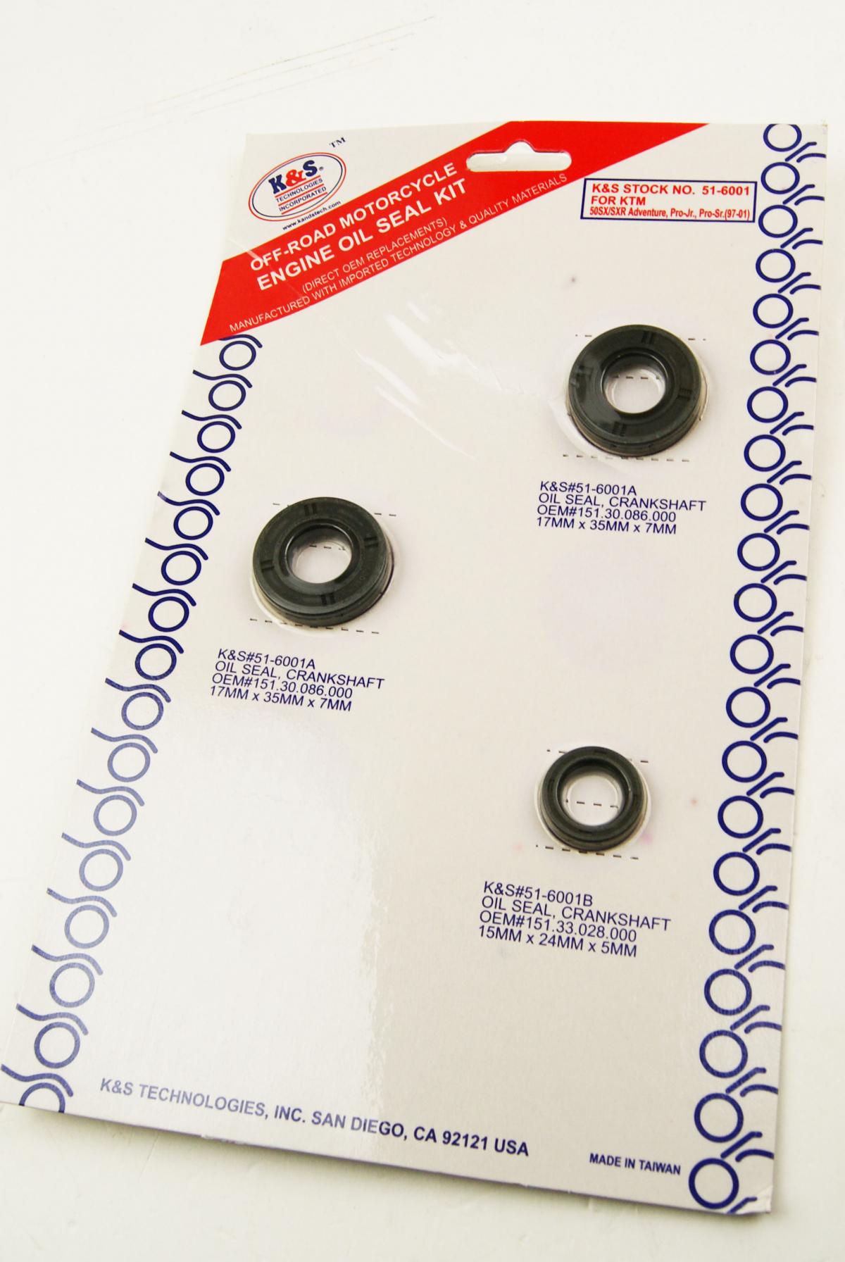 K&S OIL SEAL SET KTM 50 A/C 1997-2001, 3pcs