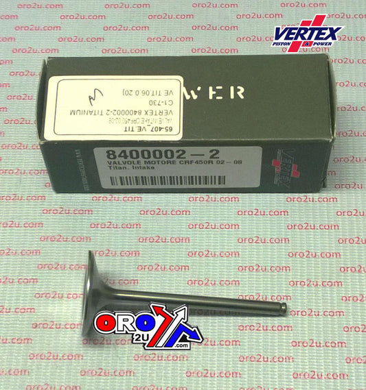 VERTEX TITANIUM INLET VALVE HONDA CRF450R 02-08, TRX450R/ER 06-13