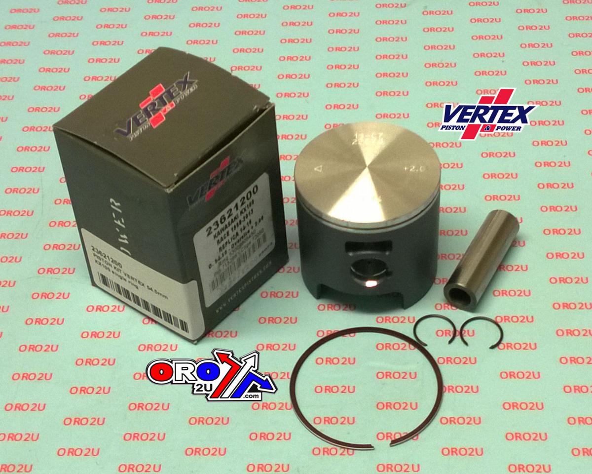 PISTON KIT VERTEX 54.5 KAW KX100 98-22, VERTEX 23621200 OS+2.00 RACE SINGLE RING