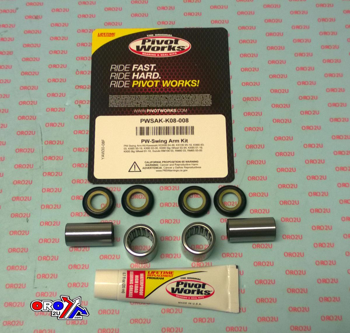 SWINGARM BEARING KIT PIVOT WORKS PWSAK-K08-008  KX80/85 83-22, KX100 95-21